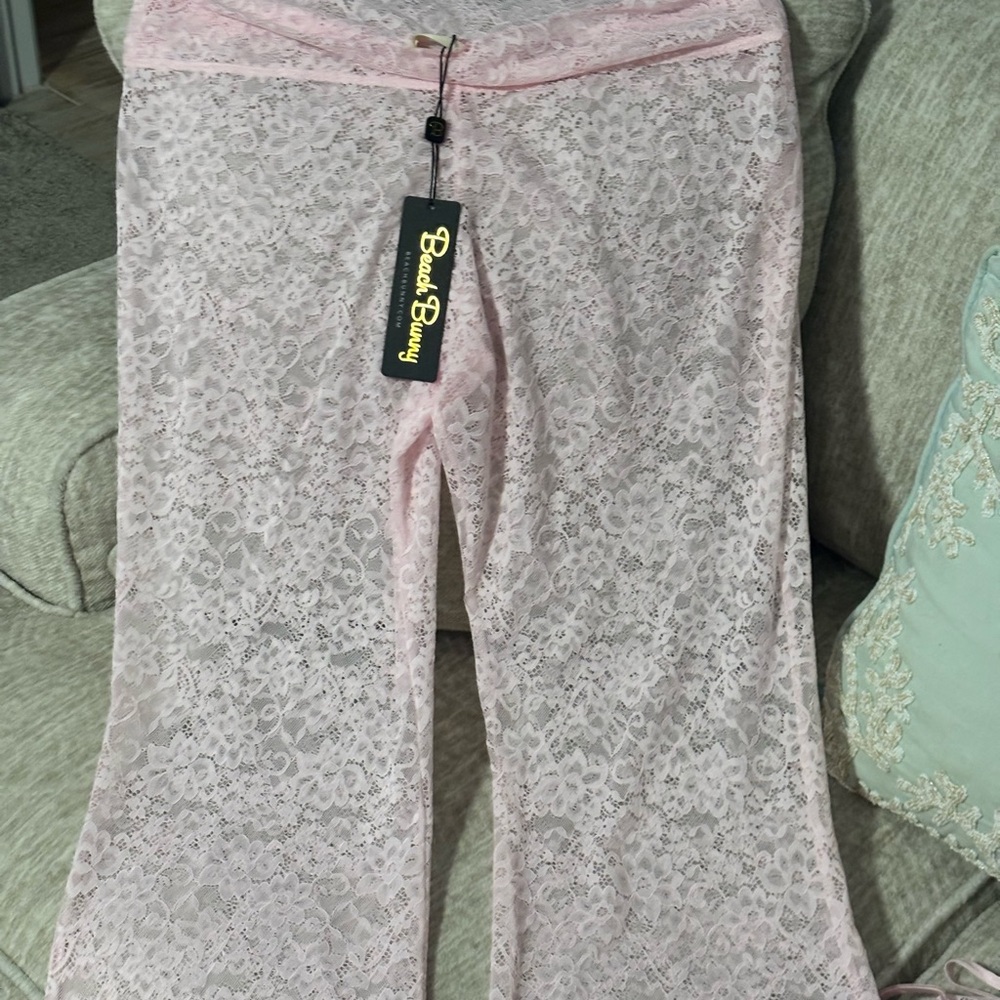 Beach Bunny Pink Lace cami & pant XL NWT